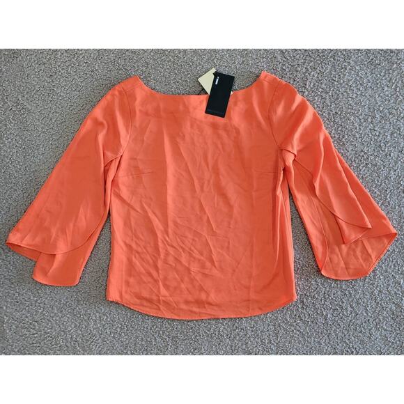 NWT Alberto Makali New York Women's‎ Orange Split Sleeve Blouse. Size M - Picture 3 of 11